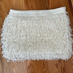 Express White Fringe Mini Skirt